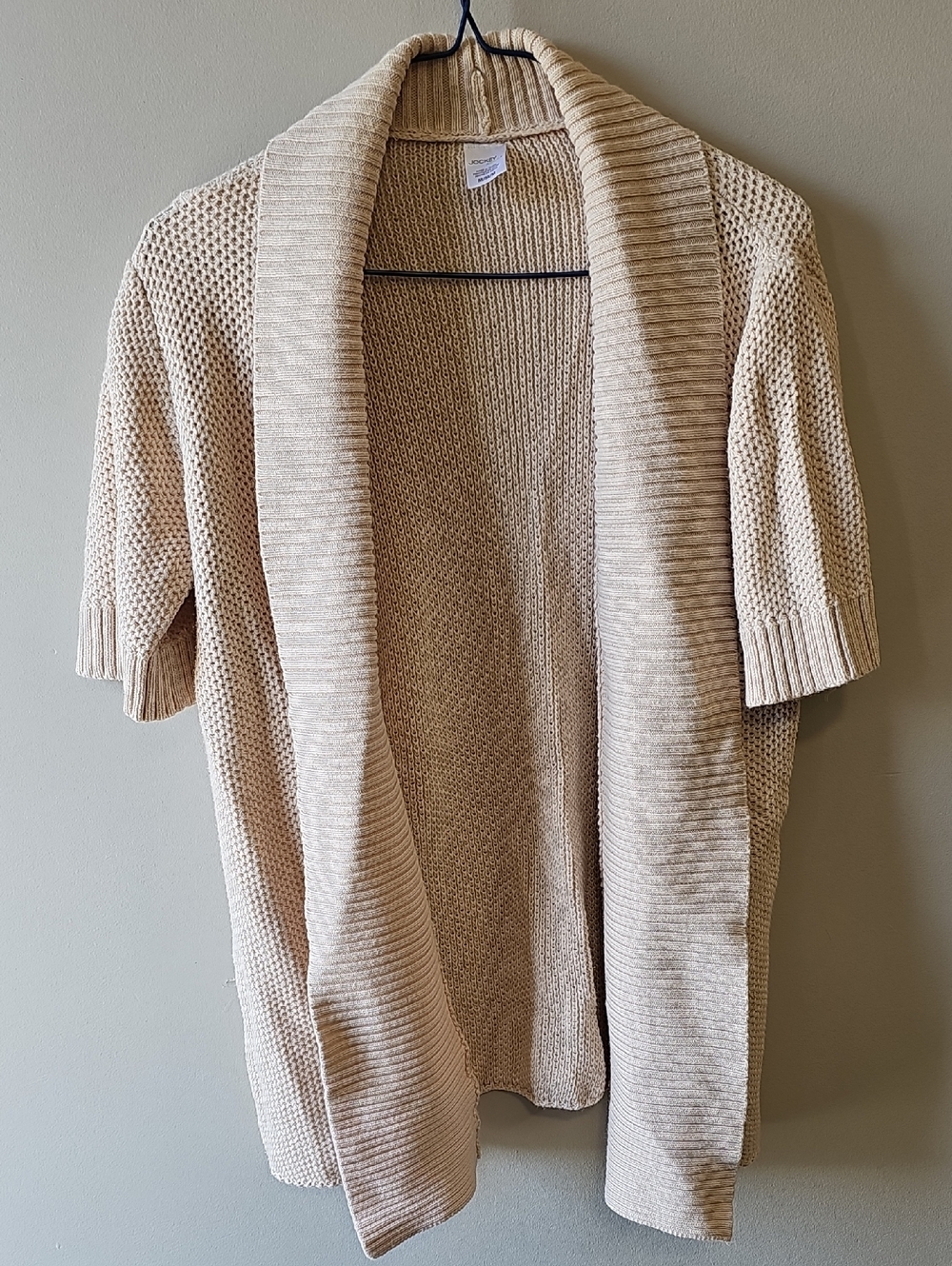 Jockey Medium Cream Knit Open Short Sleeve Cardigan